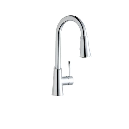 Elkay Gourmet Single Hole Bar Faucet With Pull-Down Spray And Forward Only Lever Handle Chrome LKGT3032CR
